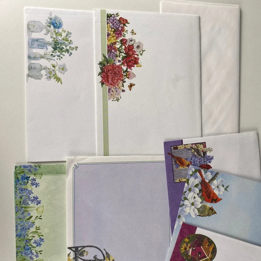 8 Assorted Nature‎ Bird and Floral Greeting Cards with Decorated Envelopes Set
